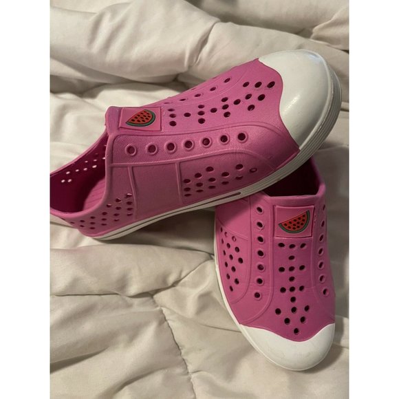 Girls Pink Watermelon clogs size 2 3 Kids Slip On - Picture 3 of 3